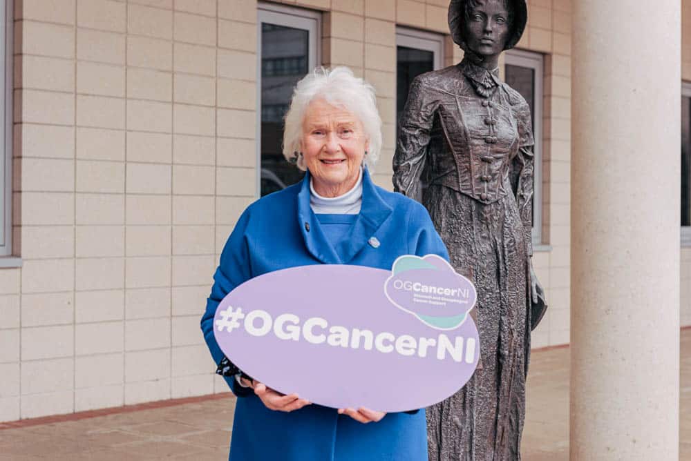 Pictured is: Helen Setterfield, chair, OG Cancer NI outside the Cancer Centre at the Belfast City Hospital ahead of the launch of the OG Cancer 2021 Catch It Early campaign which is encouraging people to look for the signs of oesophageal-gastric cancers. More info at https://ogcancerni.com Photo by Francine Montgomery / Excalibur Press For more information contact publicist Tina Calder, Excalibur Press, tina@excaliburpress.co.uk, 07305354209. Alternatively contact publicity assistant Hannah Chambers at publicity@excaliburpress.co.uk