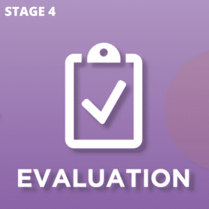graphic depicting the evaluation stage of the customer journey