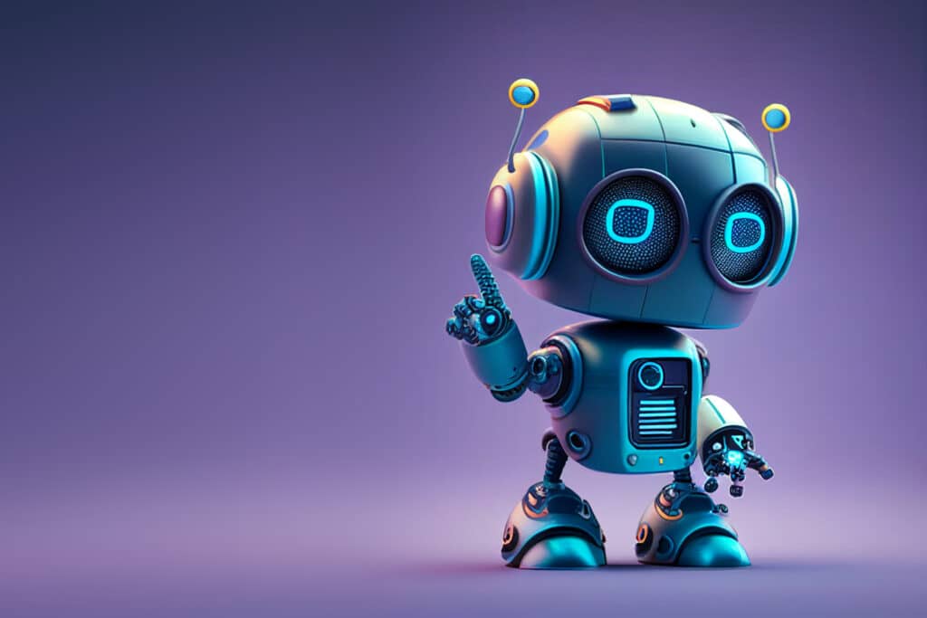 Image of robot and computer effects for the blog Why Businesses Should Be Embracing AI In Your Content Marketing & Why It’s Important To Do It Right