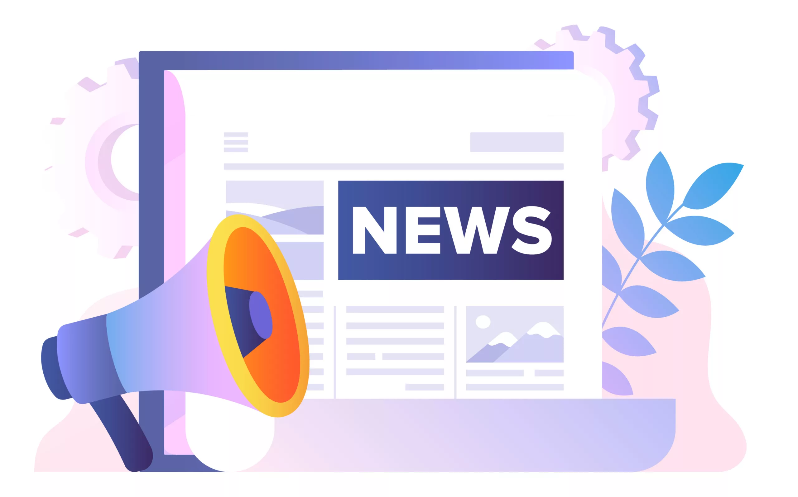 Press release set. Collection of scenes with marketers. Promotion of goods and companies on social networks and Internet, advertising. Cartoon flat vector illustrations isolated on white background